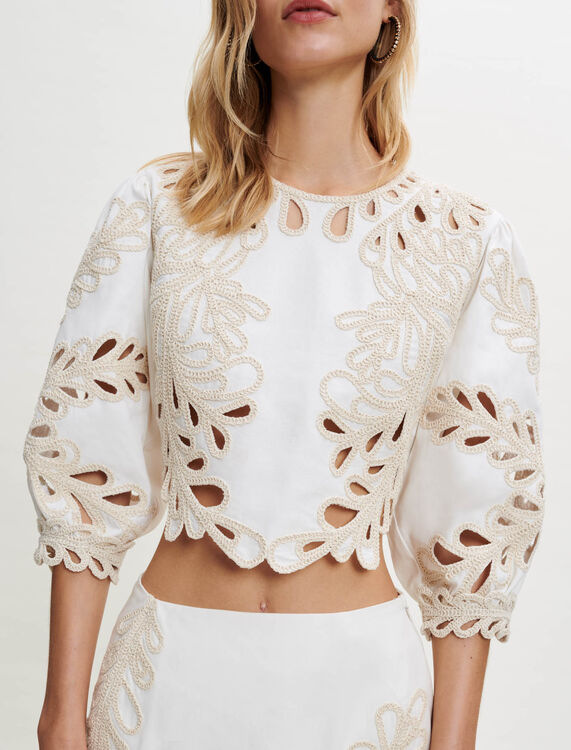 Fully embroidered top - Blouses - MAJE