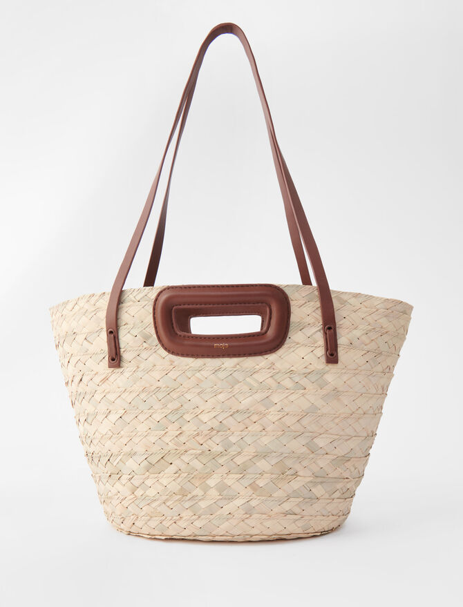 Basket bag in palm and leather -  - MAJE