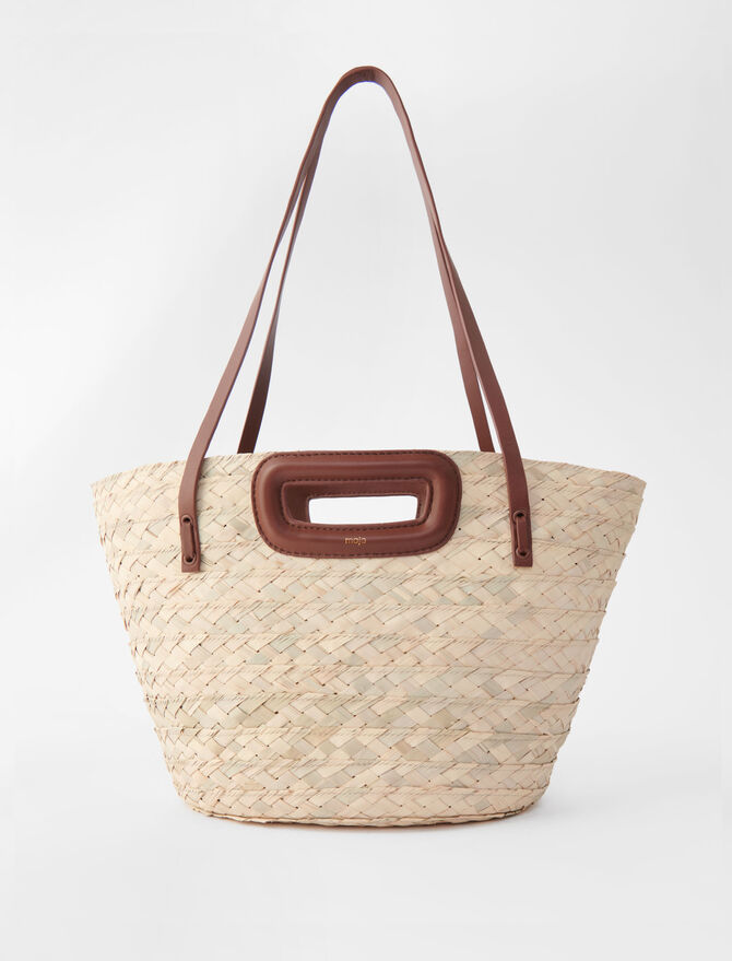 Basket bag in palm and leather - - MAJE