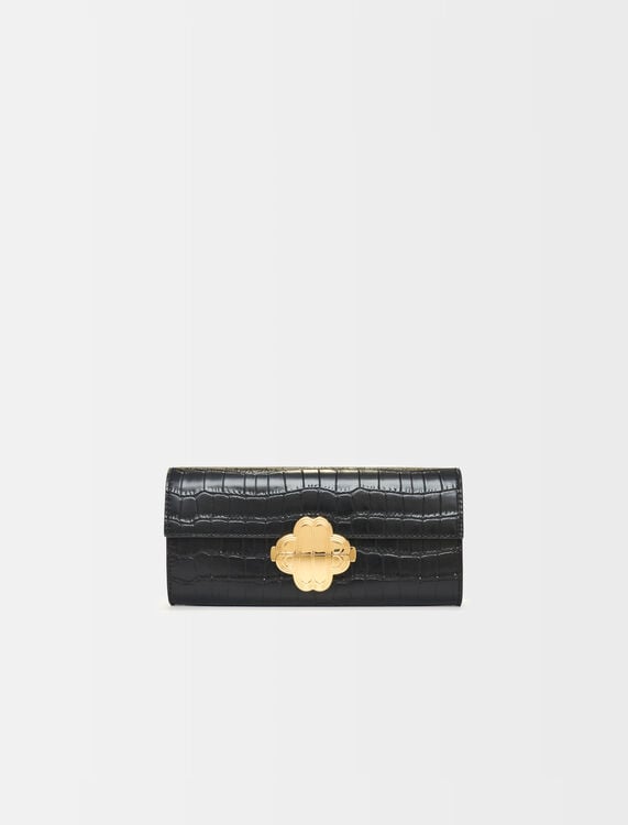 Croc-effect embossed leather bag - Small leather goods - MAJE