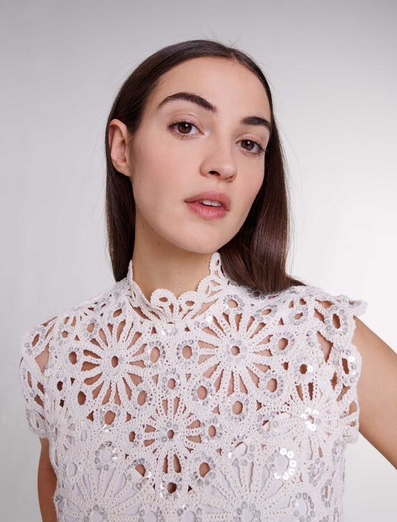 Crochet and sequin top - Tops & Shirts - MAJE