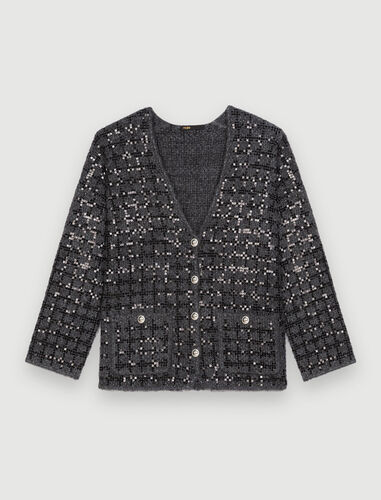 122MONALY Sequinned tweed-effect knit cardigan - Pullovers & Cardigans ...