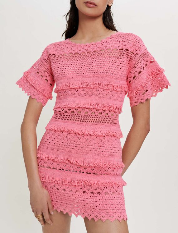Crochet knit dress - Short dresses - MAJE