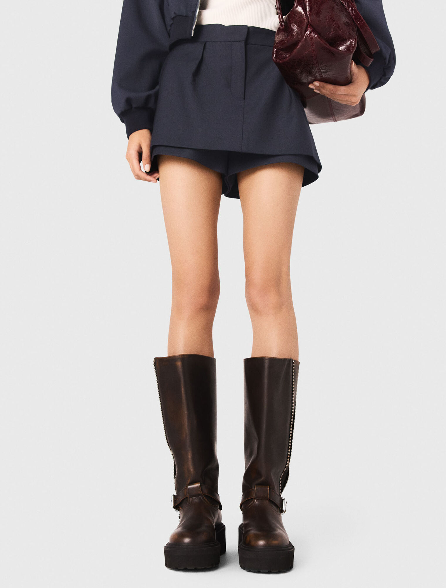 Leather biker boots