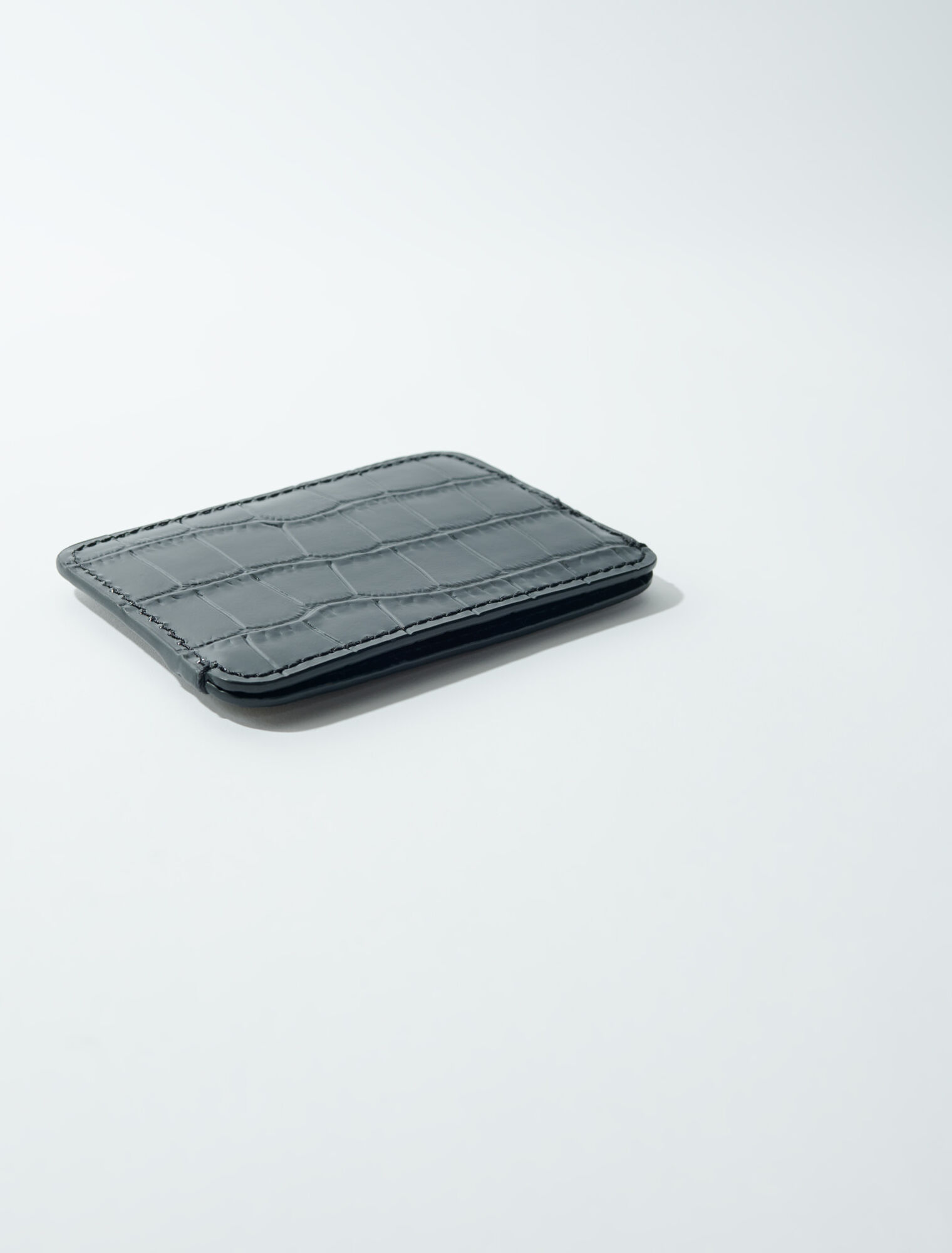 Mock croc embossed leather card case