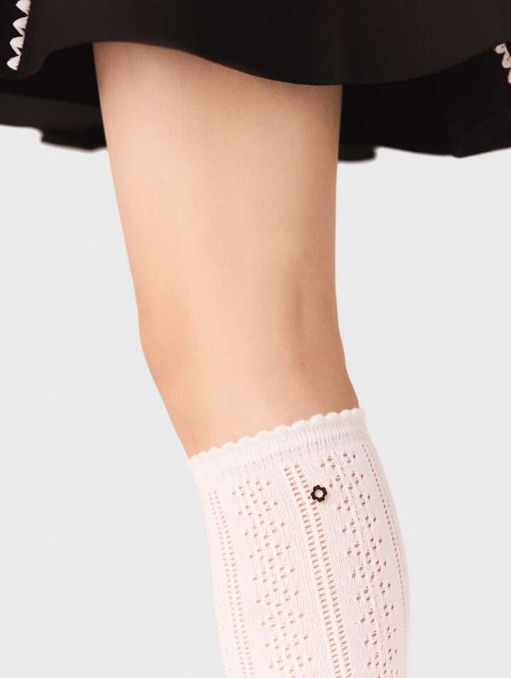Knee-high pointelle socks