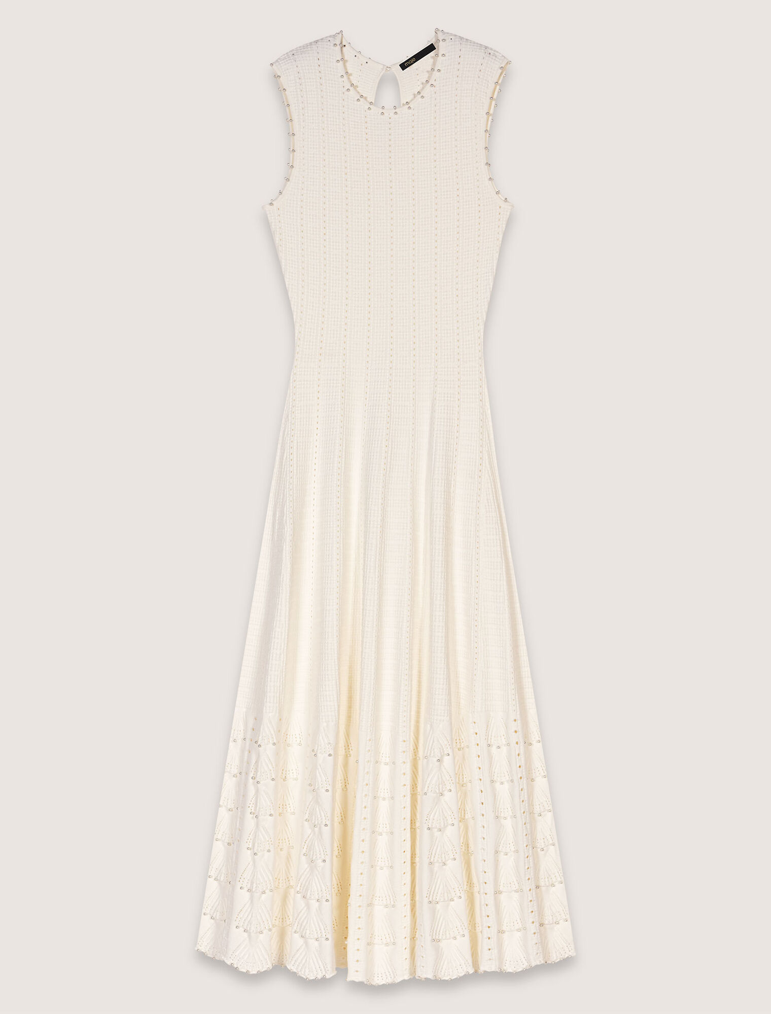 Beaded pointelle knit dress