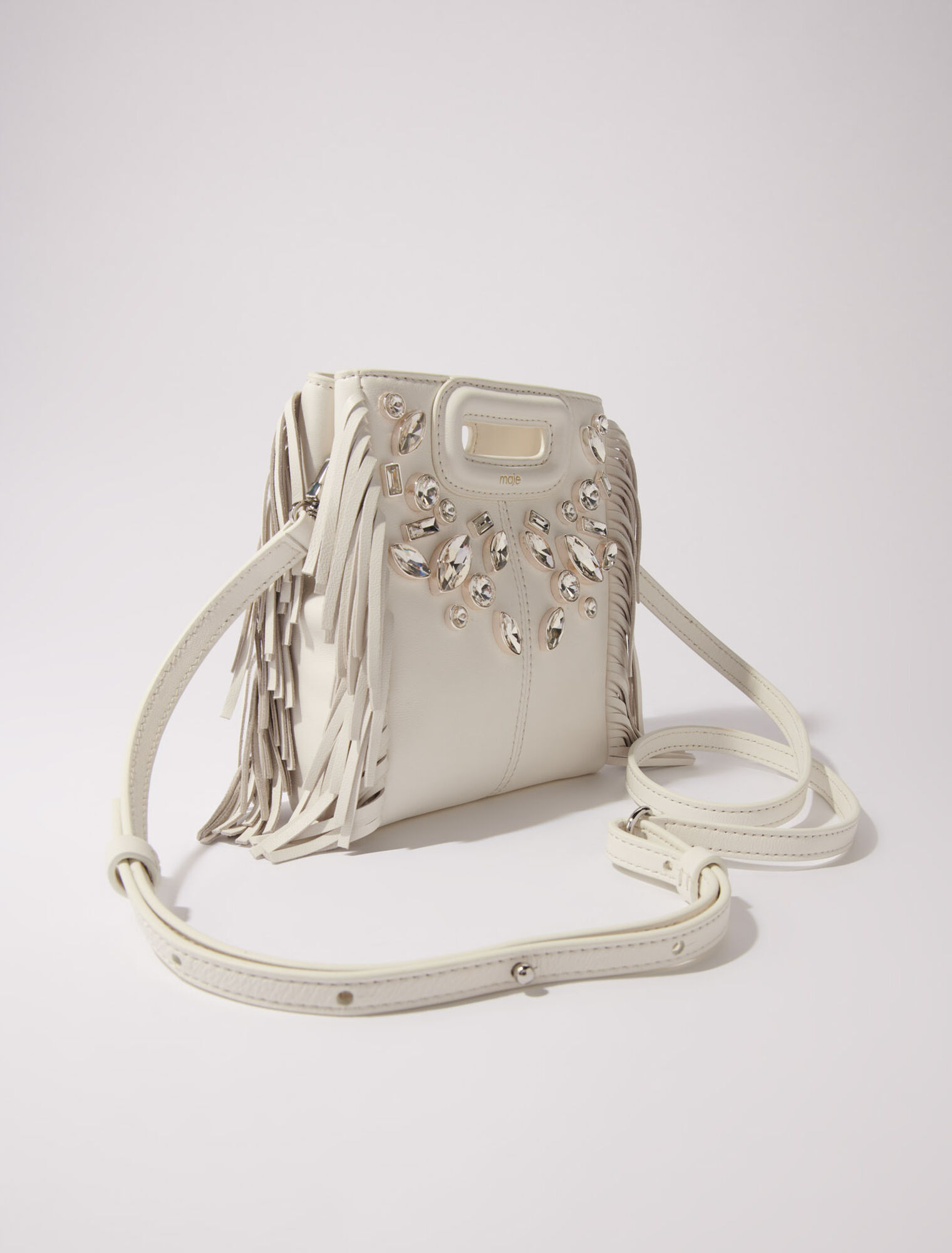 M mini leather bag with diamantés