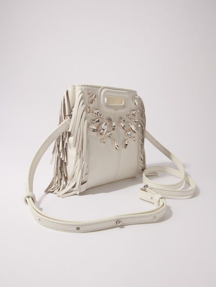 M mini leather bag with diamantés