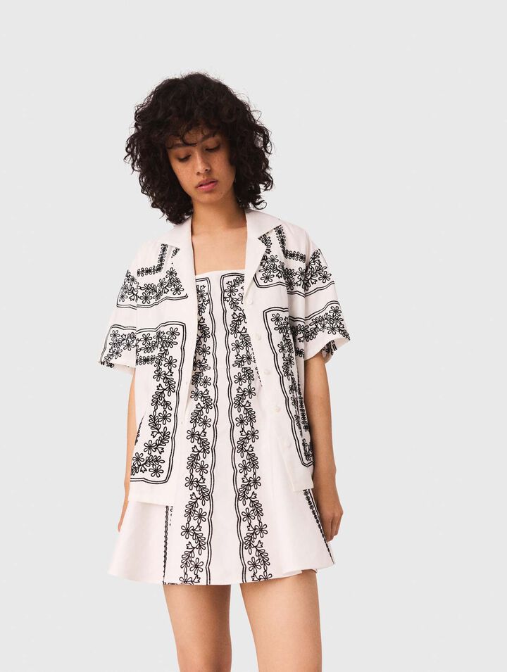 Short-sleeved embroidered shirt