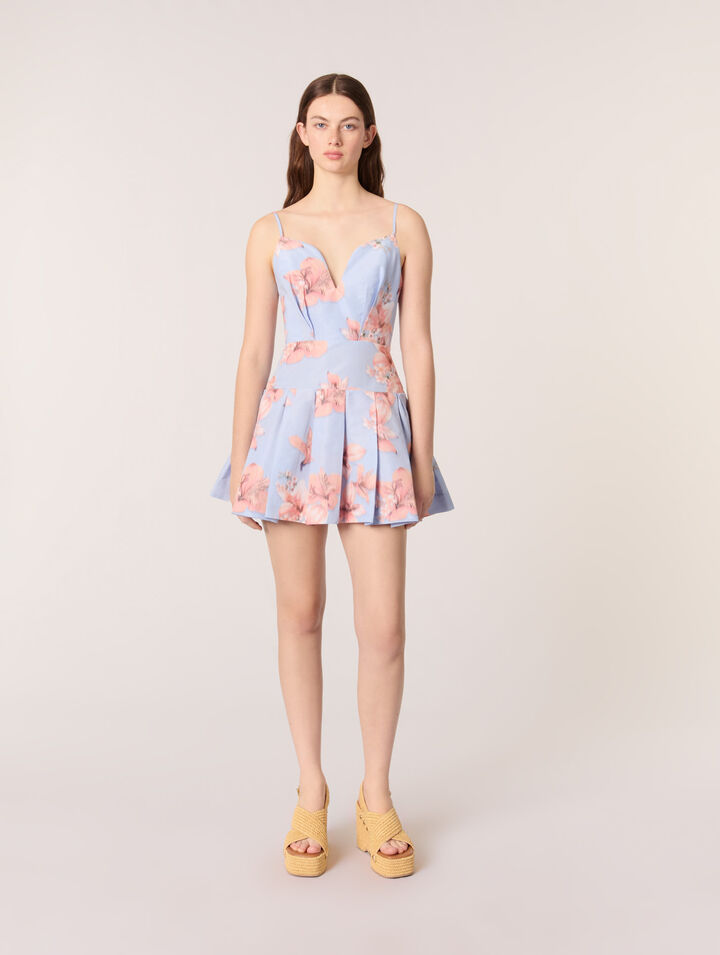 Short patterned taffeta dress