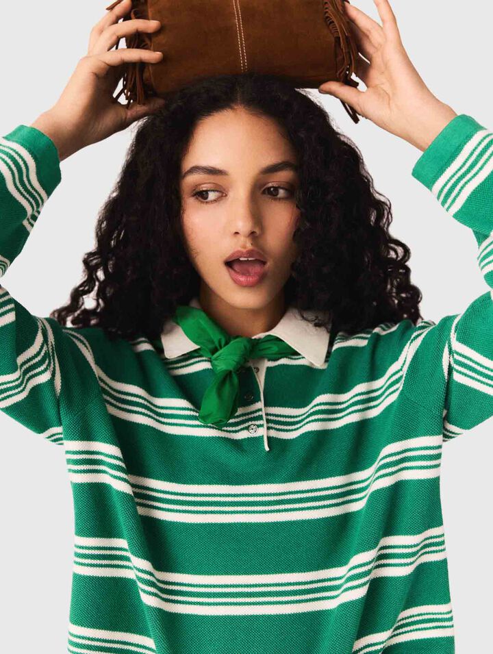 Cropped striped polo jumper