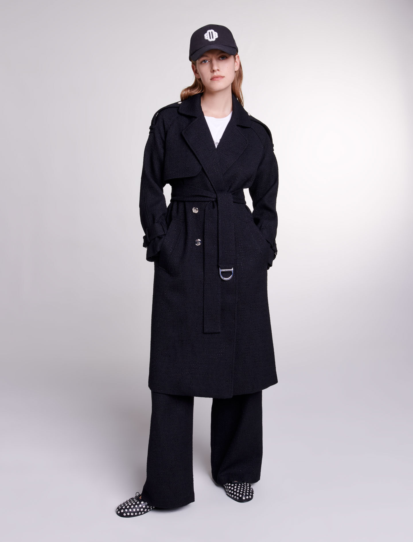 Tweed trench coat Coats Maje