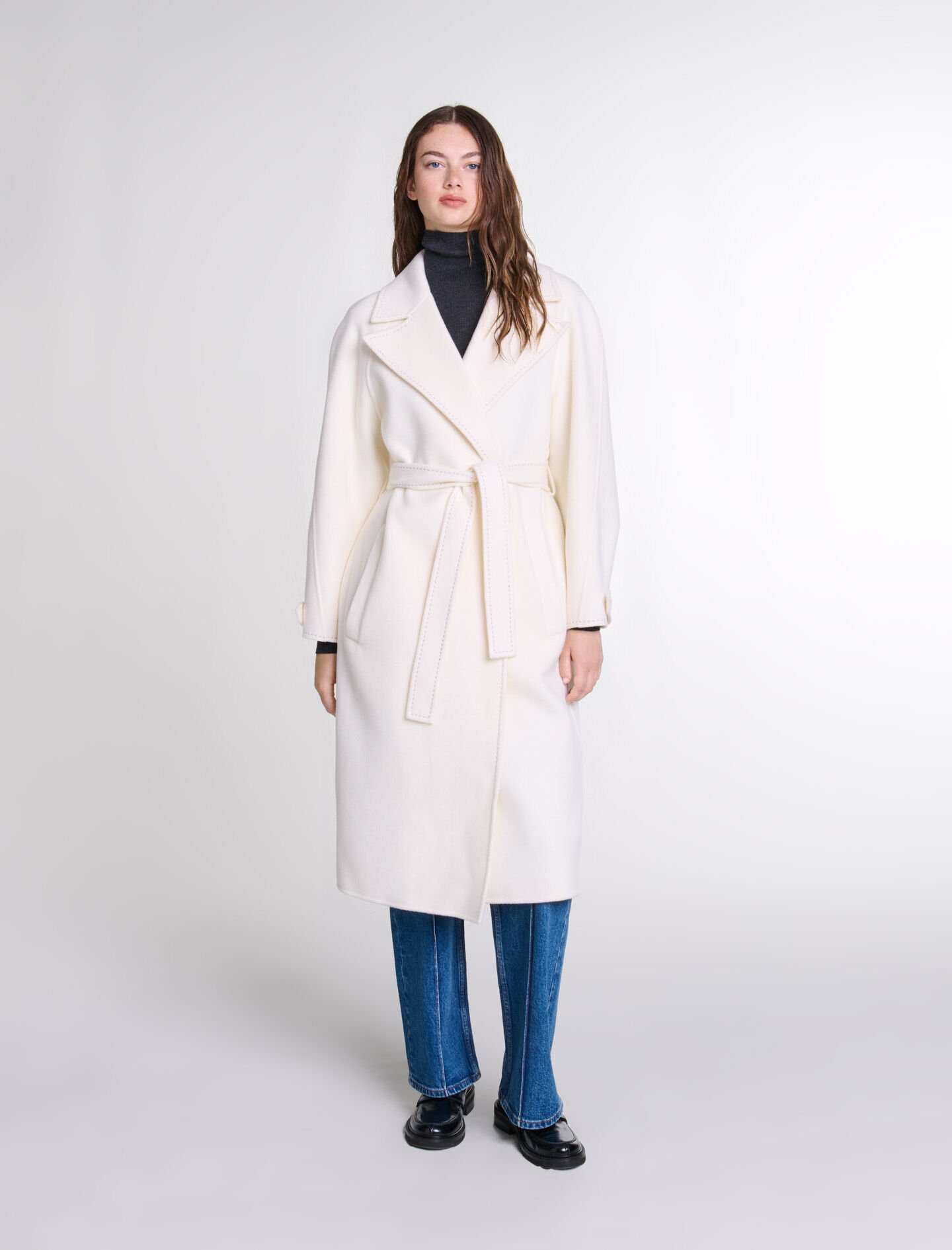 Double faced mid length coat Coats Maje