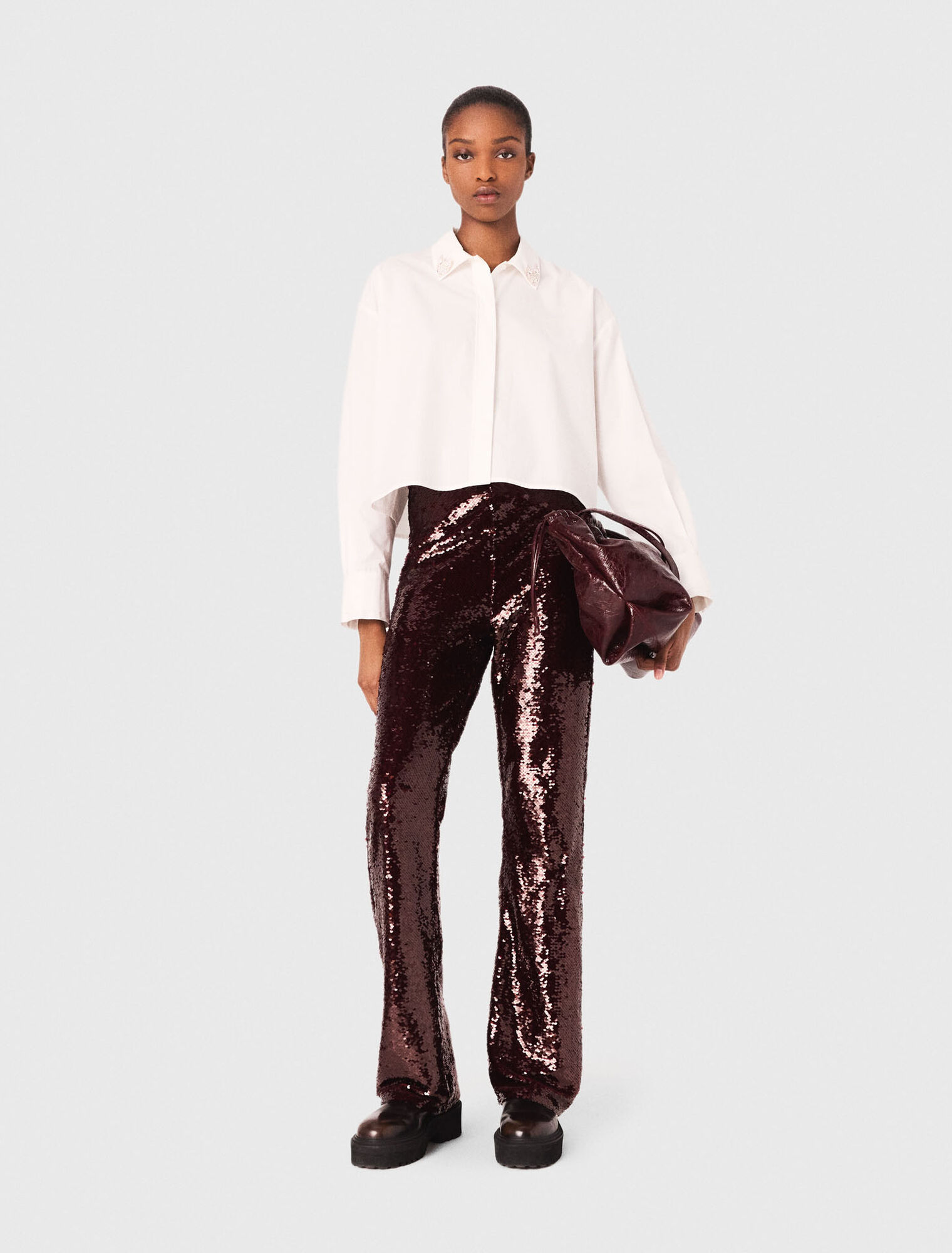 Cropped shirt with jewel detail