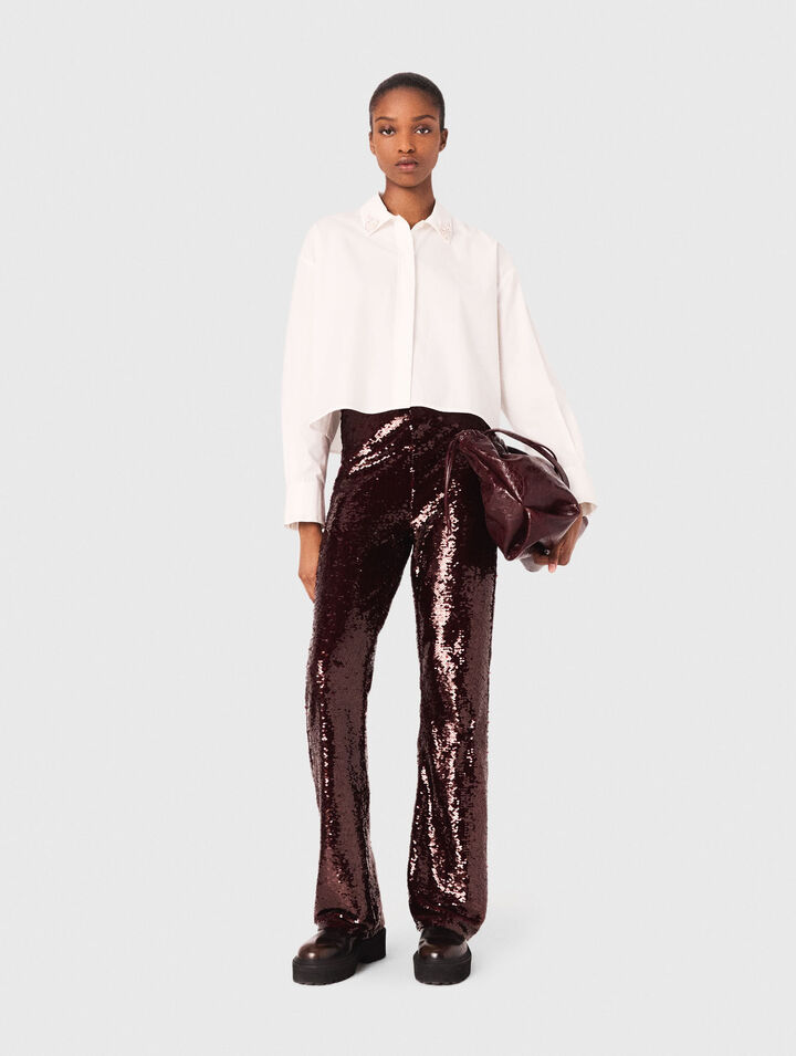 Cropped shirt with jewel detail