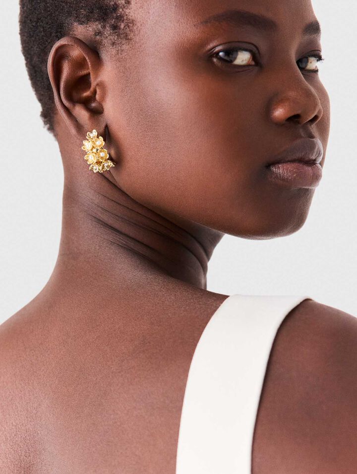 Rhinestone flower hoop earrings