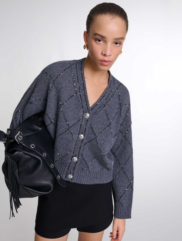 Sequin knit cardigan