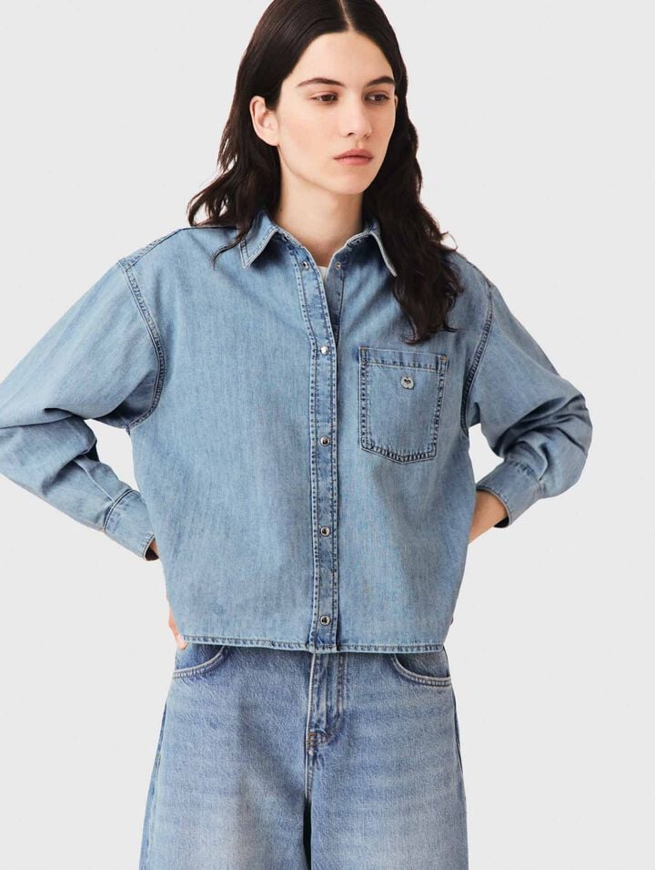 Denim shirt with logo