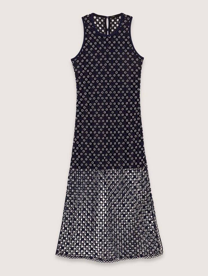 Maje Beaded Maxi Dress In Navy