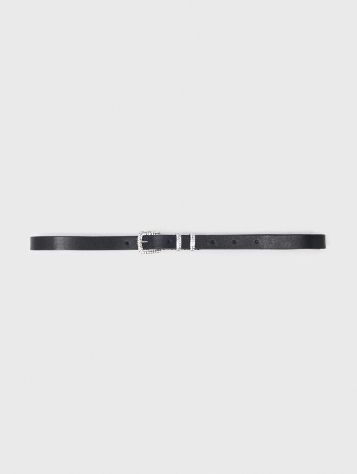 Slim belt with diamanté buckle