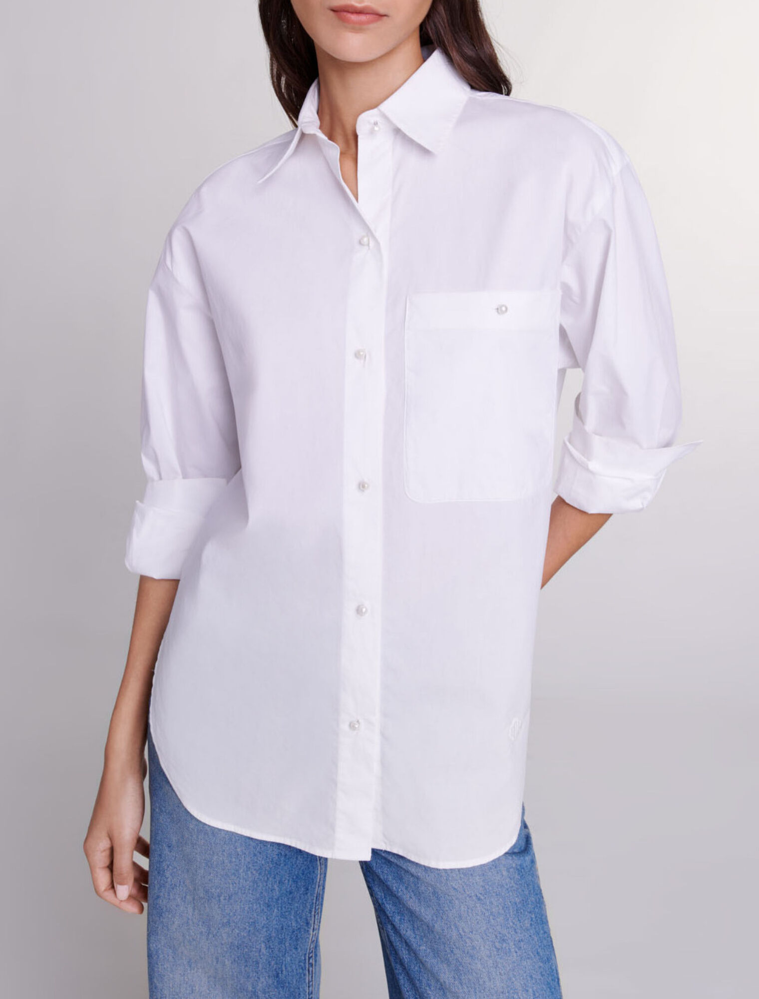 White cotton poplin shirt