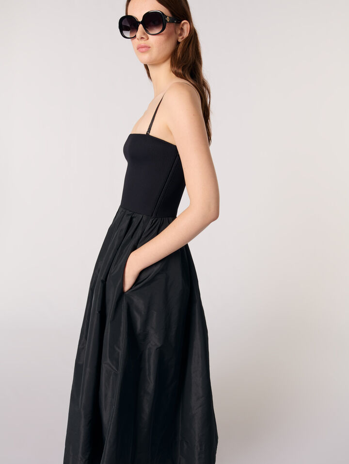 Strapless mesh and taffeta dress