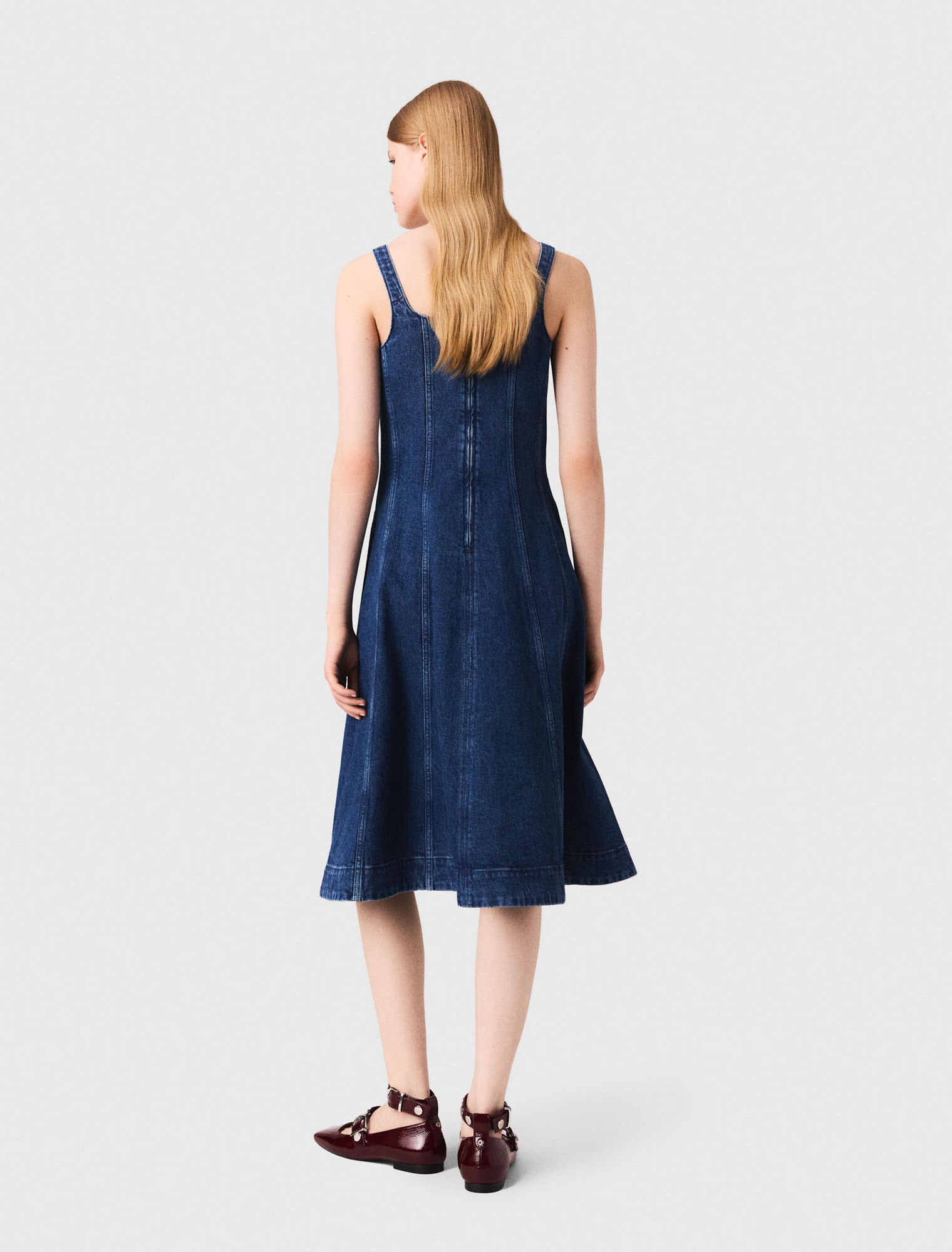 Long denim flared dress