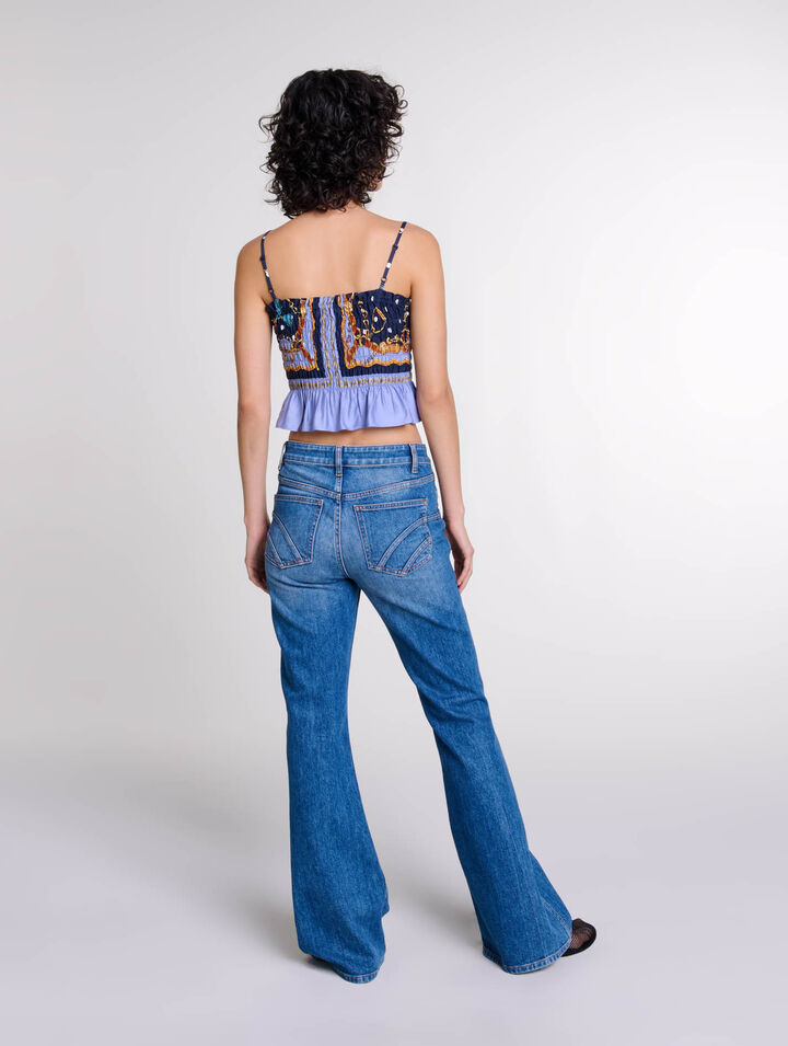 Embroidered flared jeans