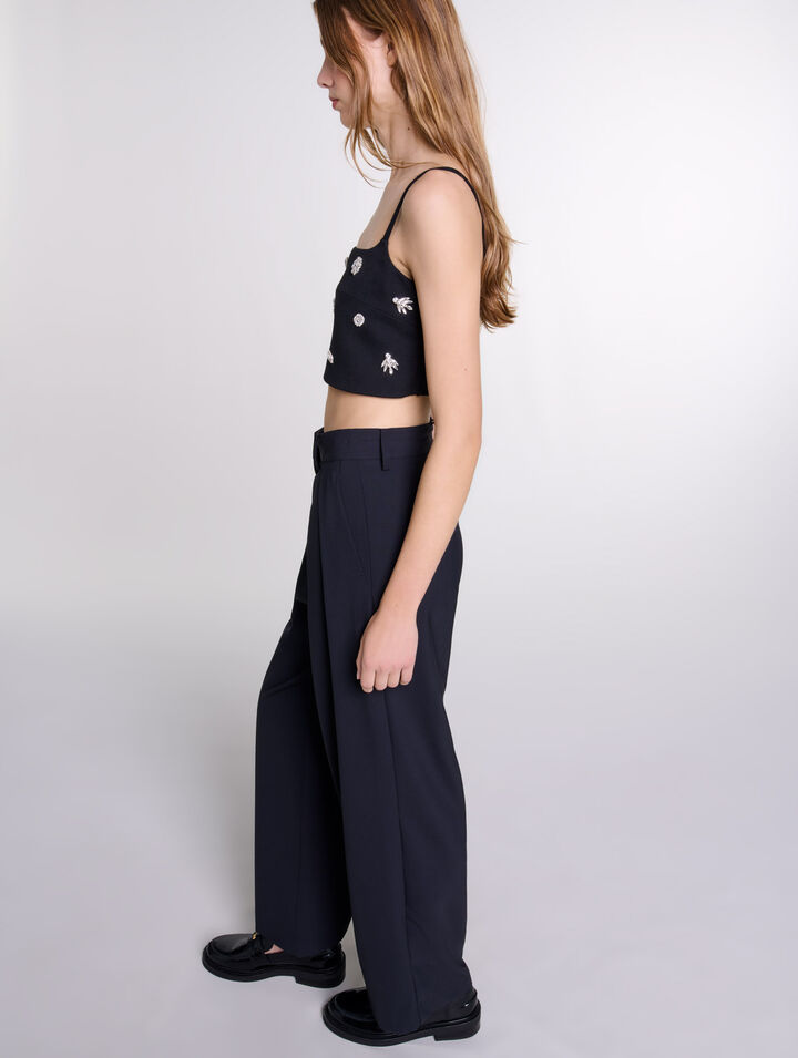 Wide-leg trousers with belt