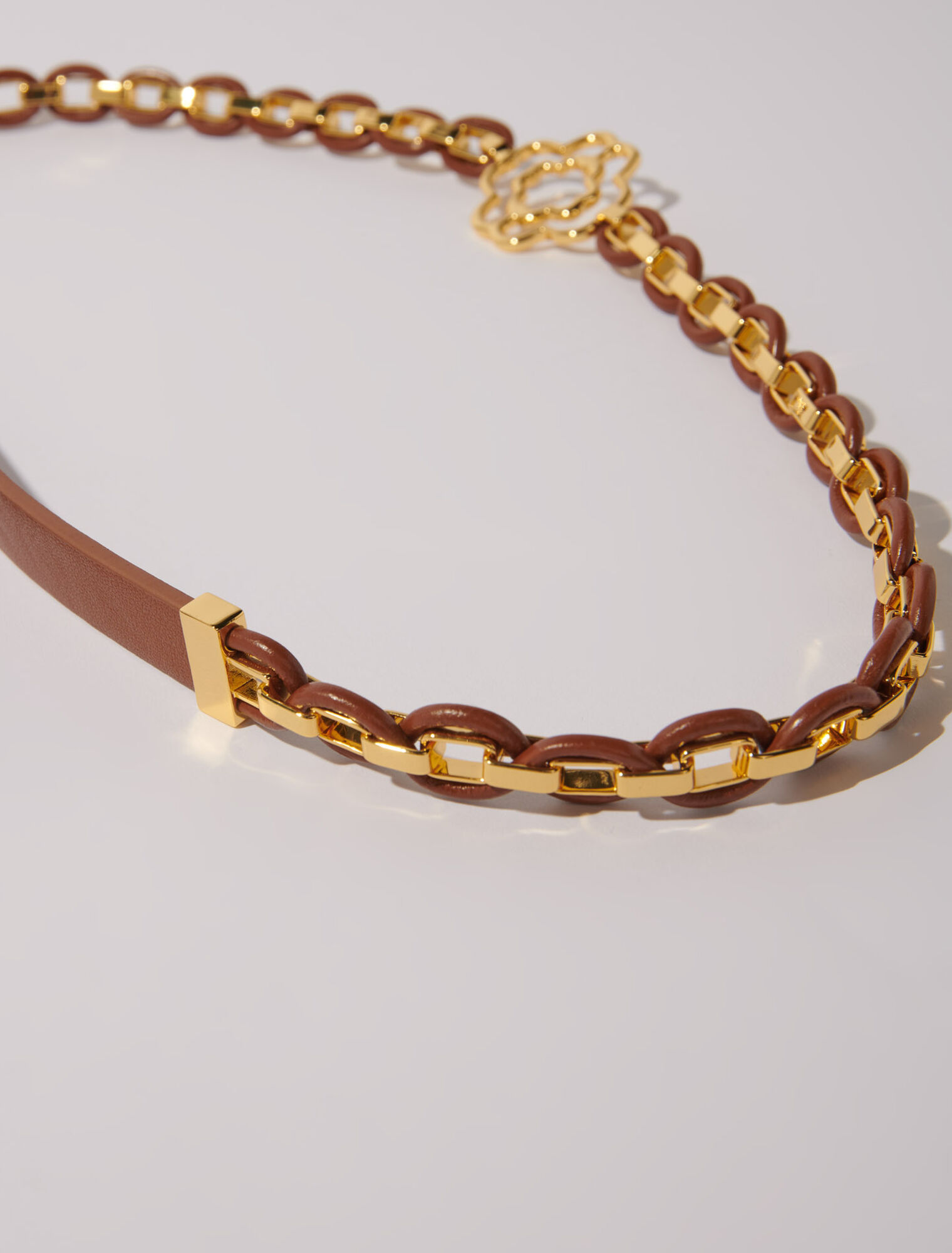 Leather belt with links