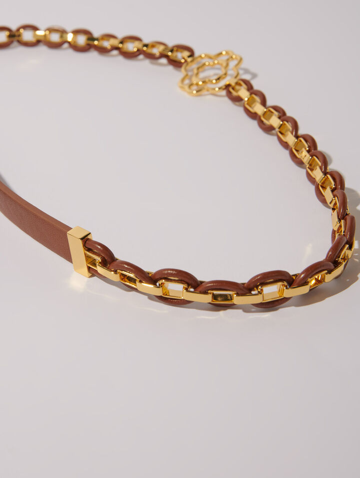 Leather belt with links