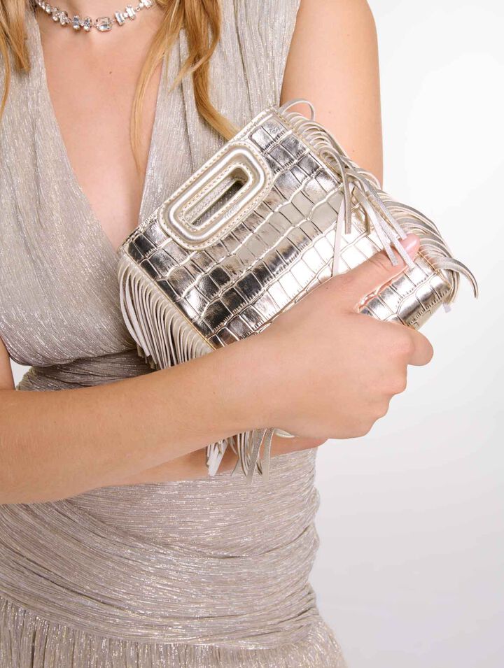 Mini embossed-leather M bag with chain