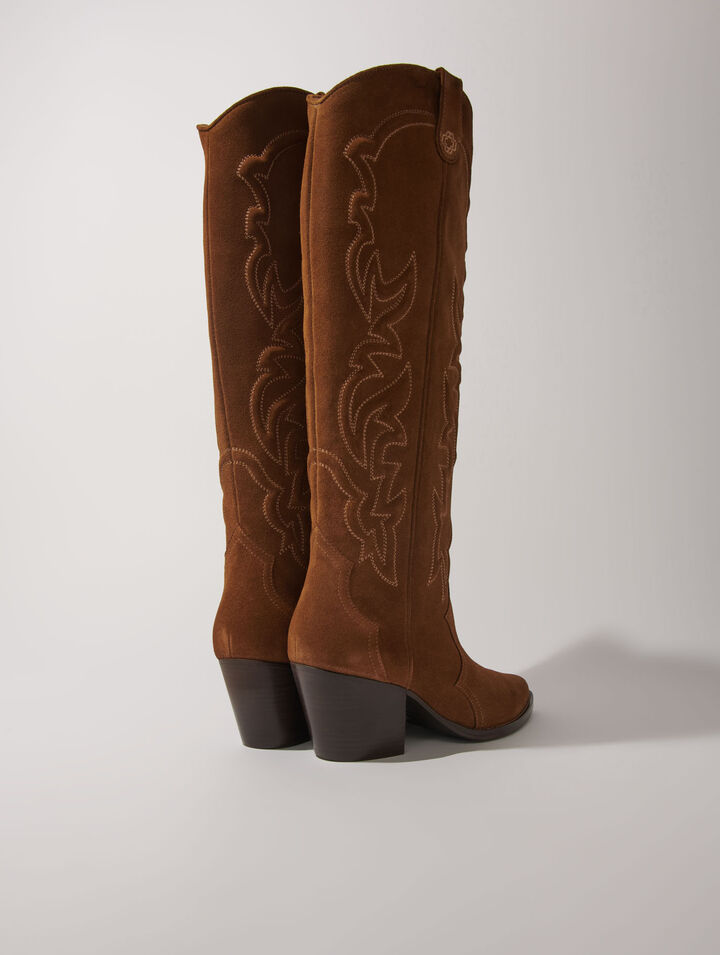 Suede cowboy boots