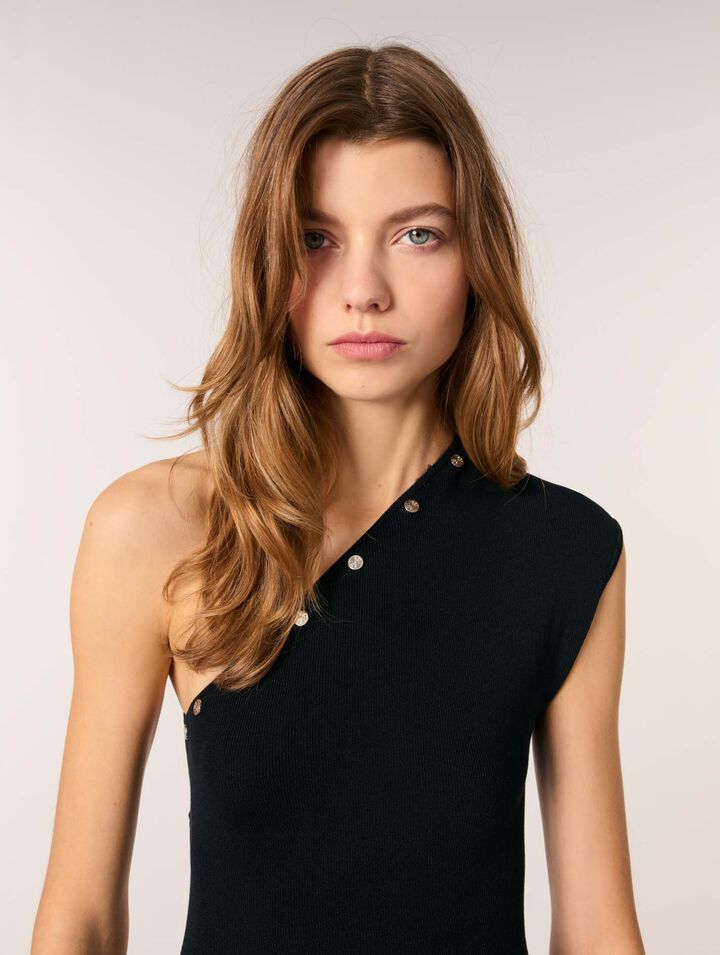Asymmetric knit maxi dress