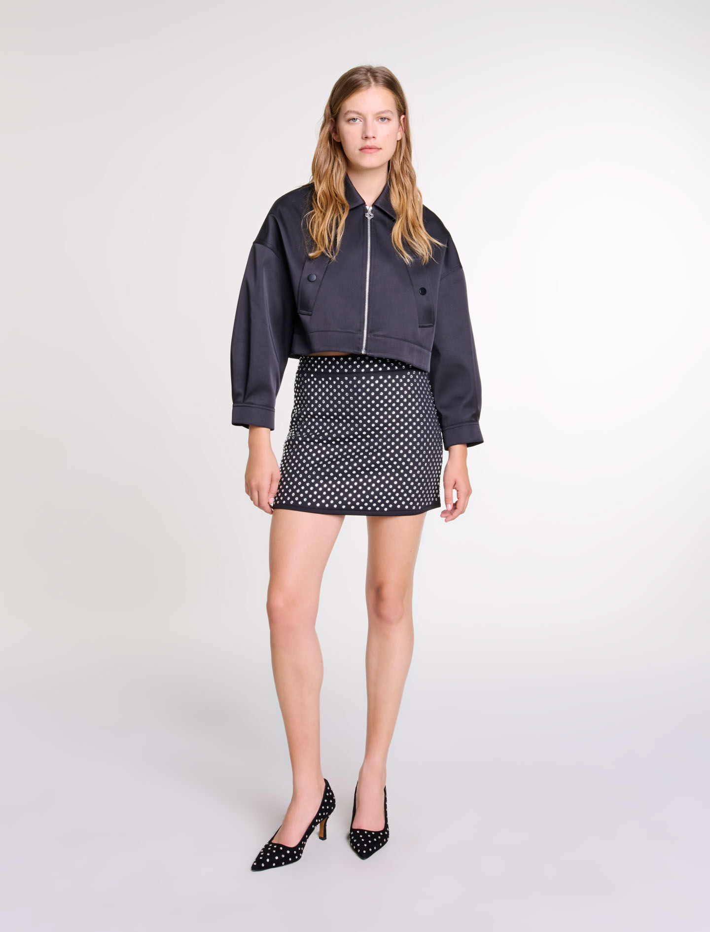 Short skirt with rhinestones Mini skirts Maje