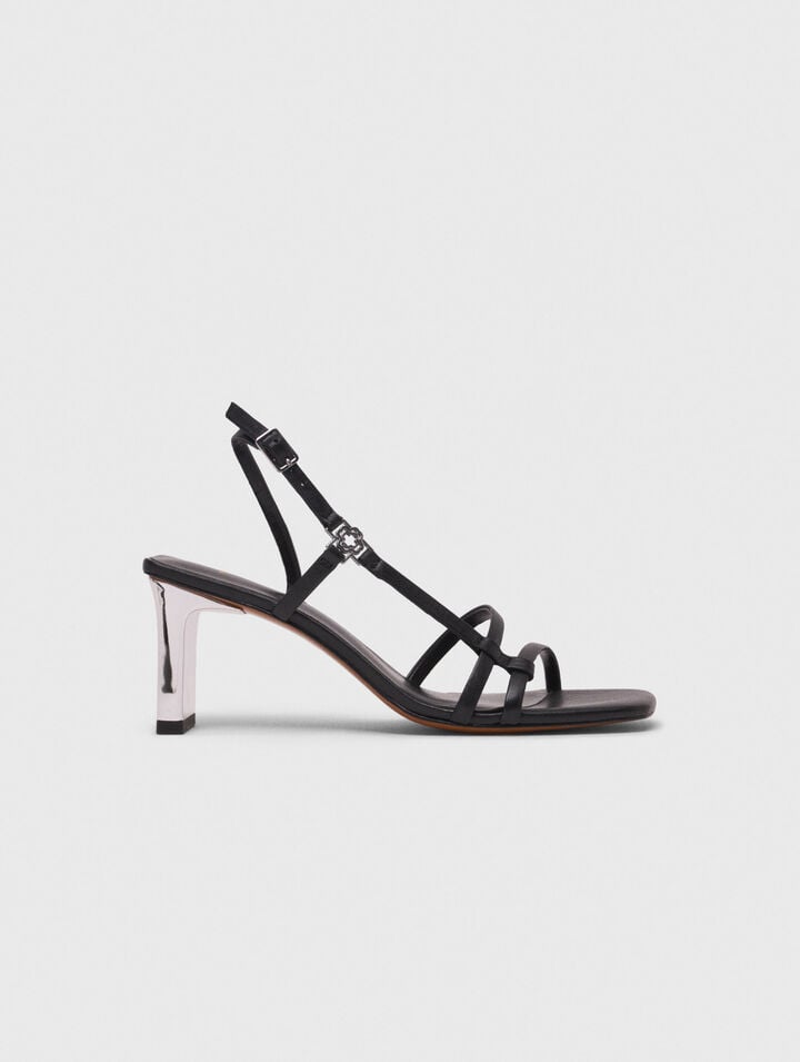 Metallic heel strappy sandals