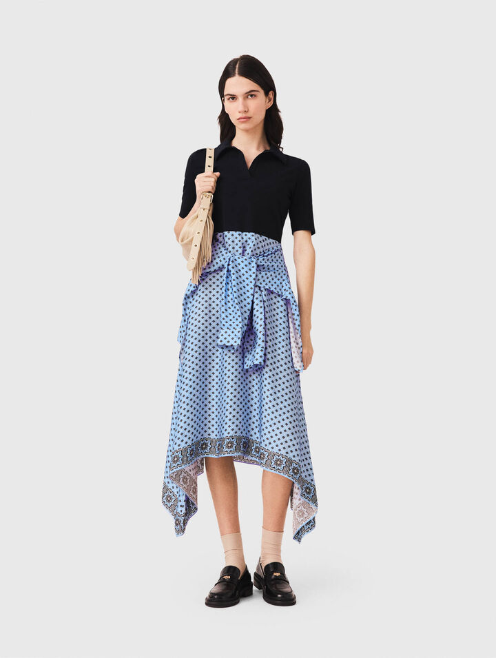 Layered-effect scarf skirt dress