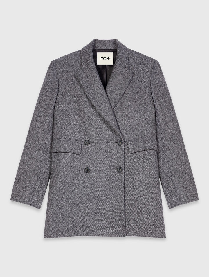 Mid-length wool blend coat