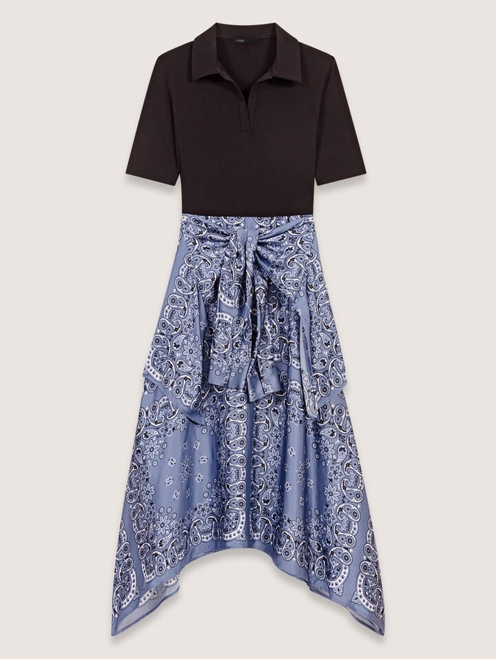 MAJE LAYERED-EFFECT PATTERNED DRESS