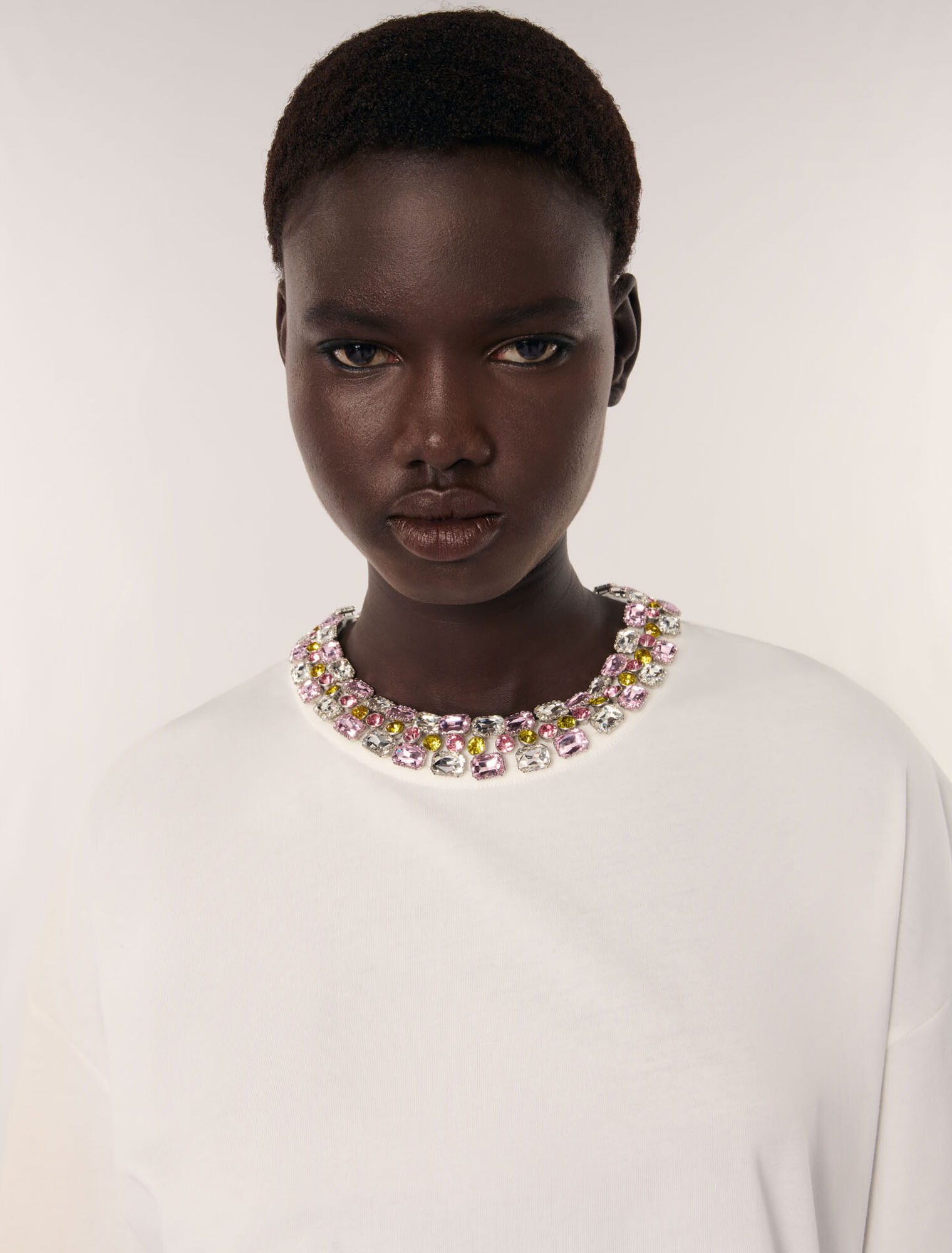 Jewellery neck T-shirt
