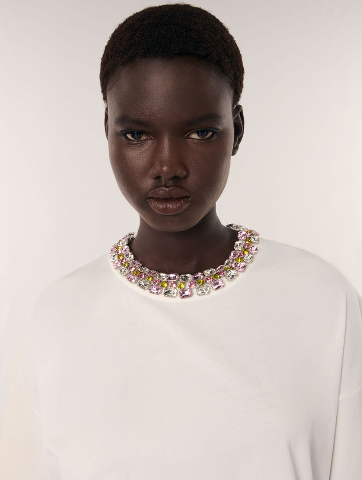 Jewellery neck T-shirt