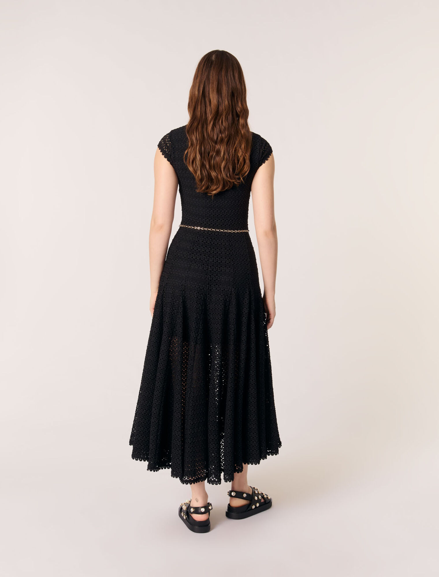 Crochet-knit maxi dress