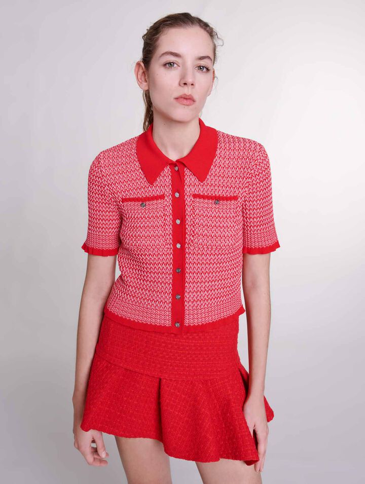 Asymmetrical tweed miniskirt