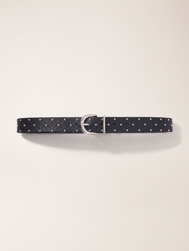 Quilted leather belt