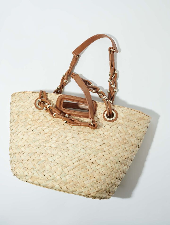 Woven raffia basket bag