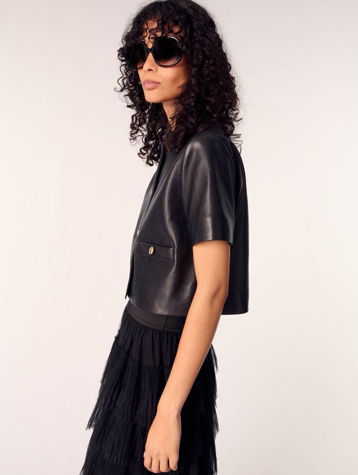 Cropped leather jacket