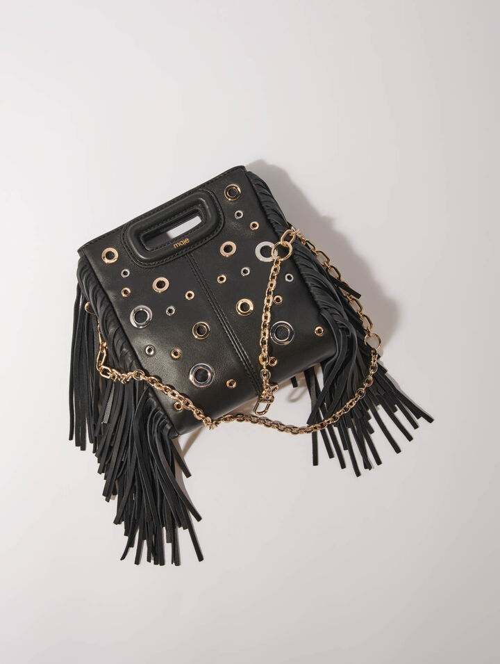 Leather M mini bag with eyelets