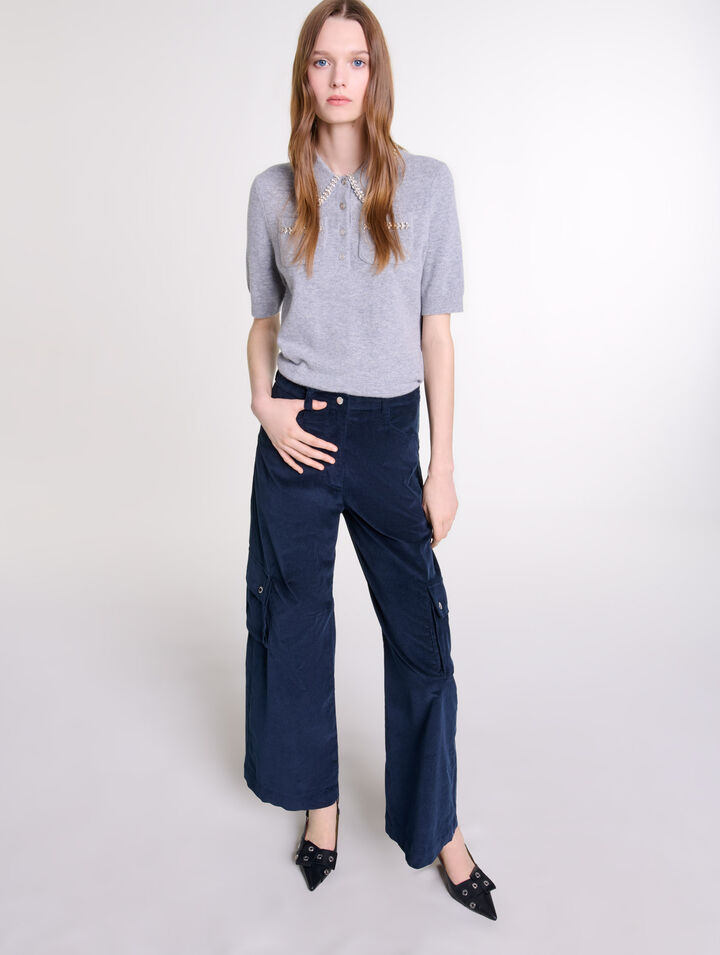 Velour cargo trousers