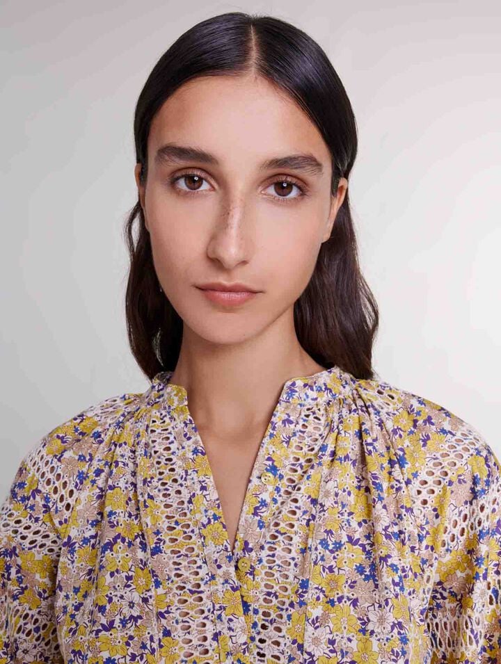Patterned embroidered blouse